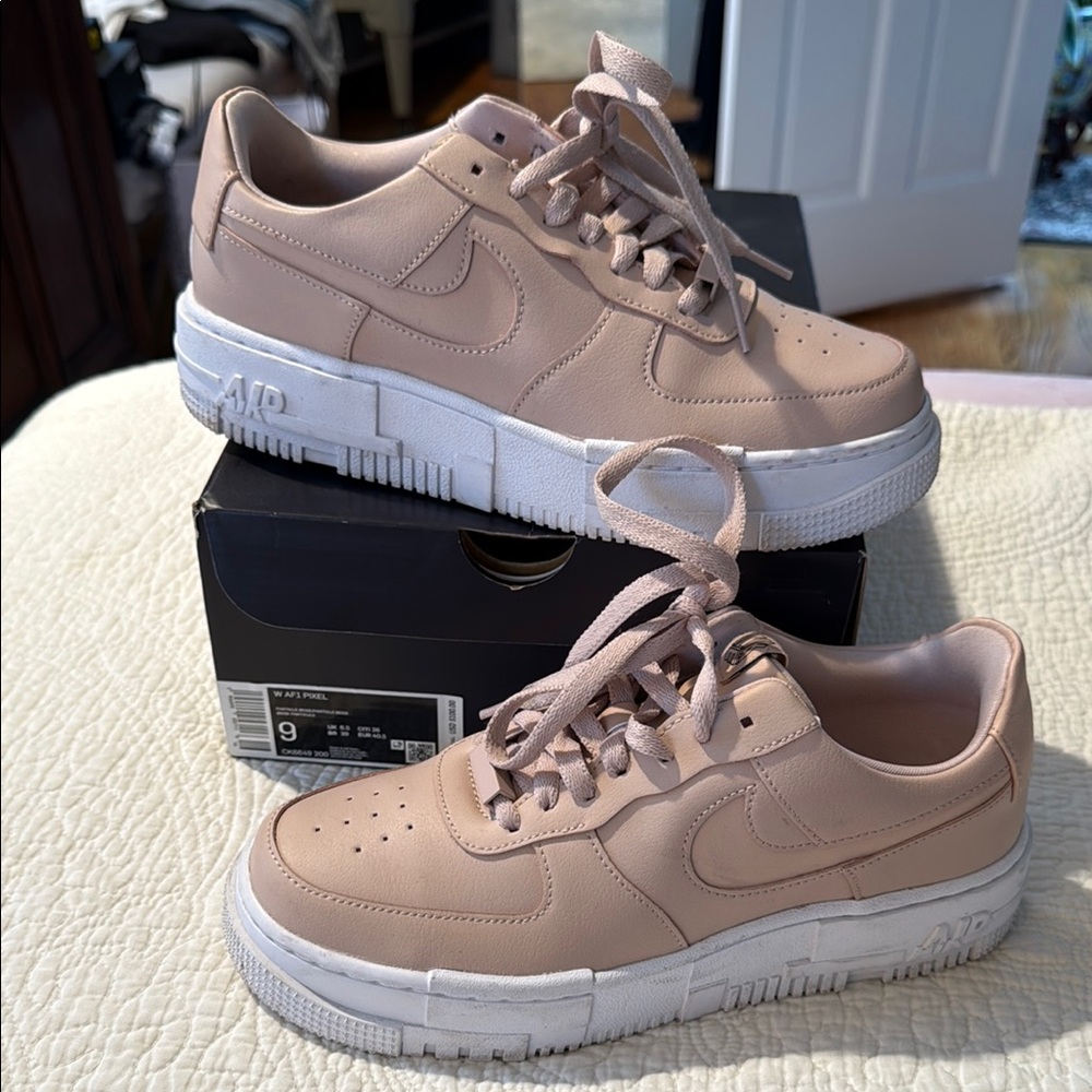 Nike Pink Air Force 1 Sneakers with Chunky Sole